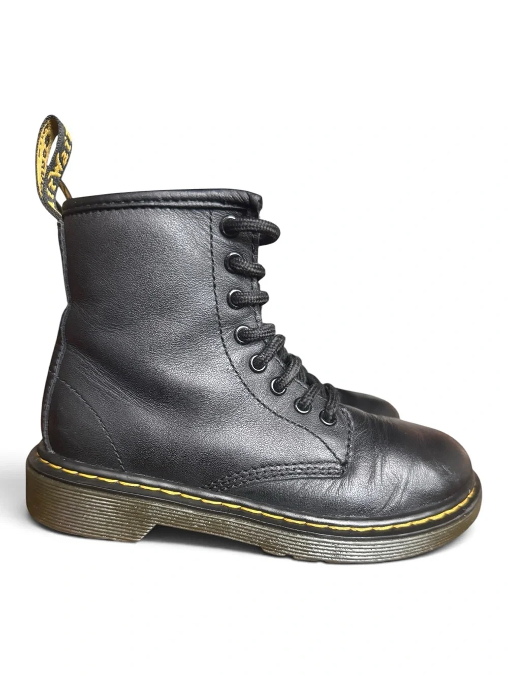 Dr. Martens 1460J Black Leather Kids Combat Boots Side Zip US 12